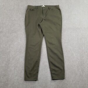 Eileen Fisher Pants Womens 16 Green Twill Chino Stretch‎ Tapered Leg Casual Z